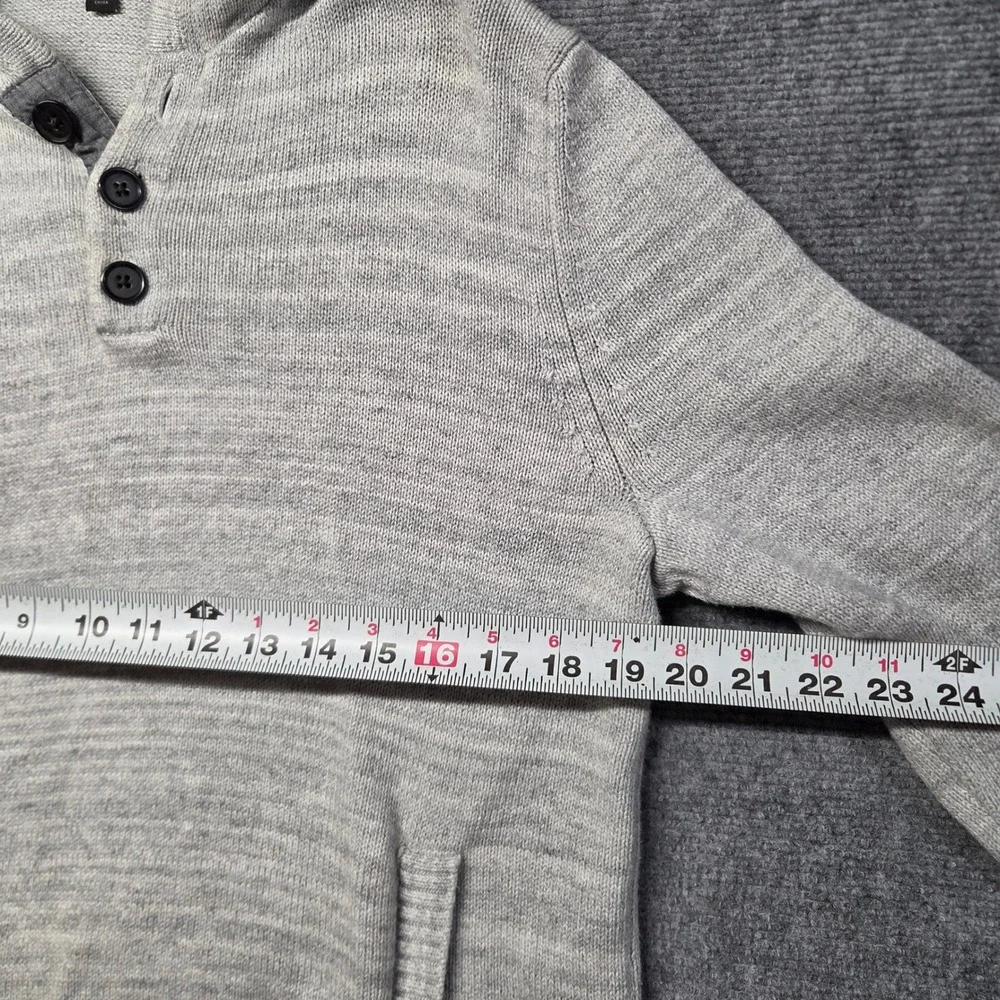 Banana Republic Mens Gray Cotton Knit Henley Hoodie Sweater Size M Pocketed